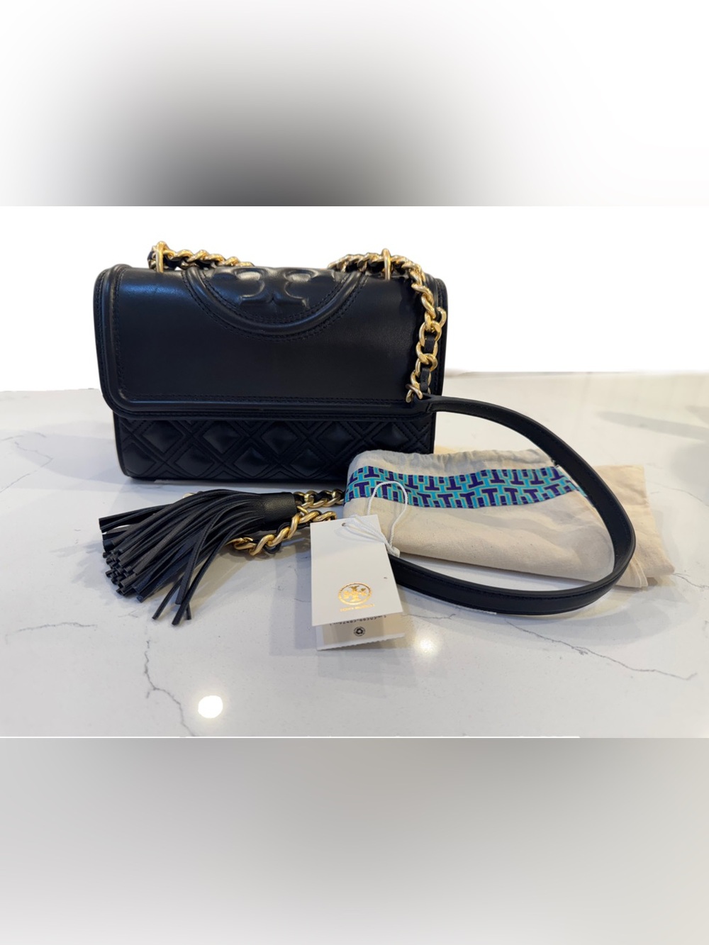 Tory Burch Fleming Small Black Leather Convertible Bag